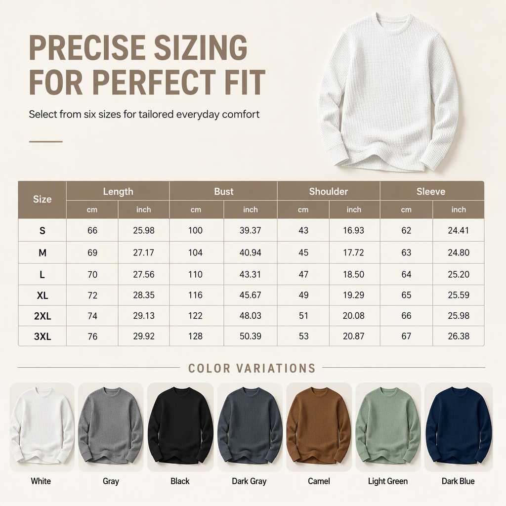 Sweat-shirt décontracté pour homme, coupe ajustée, col rond et manches longues