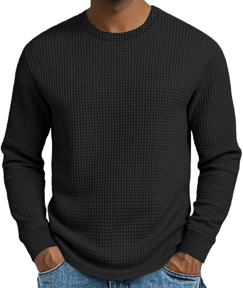 Sweat-shirt décontracté pour homme, coupe ajustée, col rond et manches longues