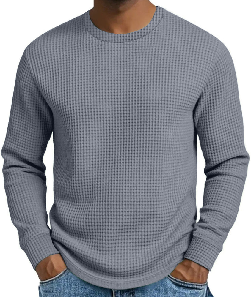 Sweat-shirt décontracté pour homme, coupe ajustée, col rond et manches longues