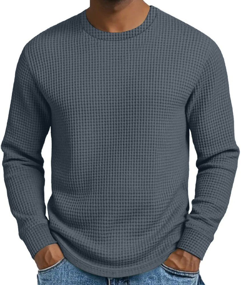 Sweat-shirt décontracté pour homme, coupe ajustée, col rond et manches longues