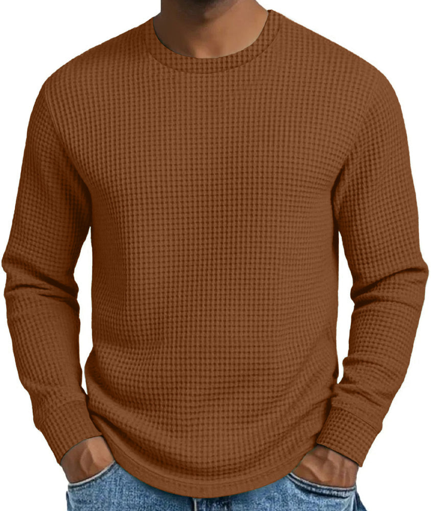 Sweat-shirt décontracté pour homme, coupe ajustée, col rond et manches longues