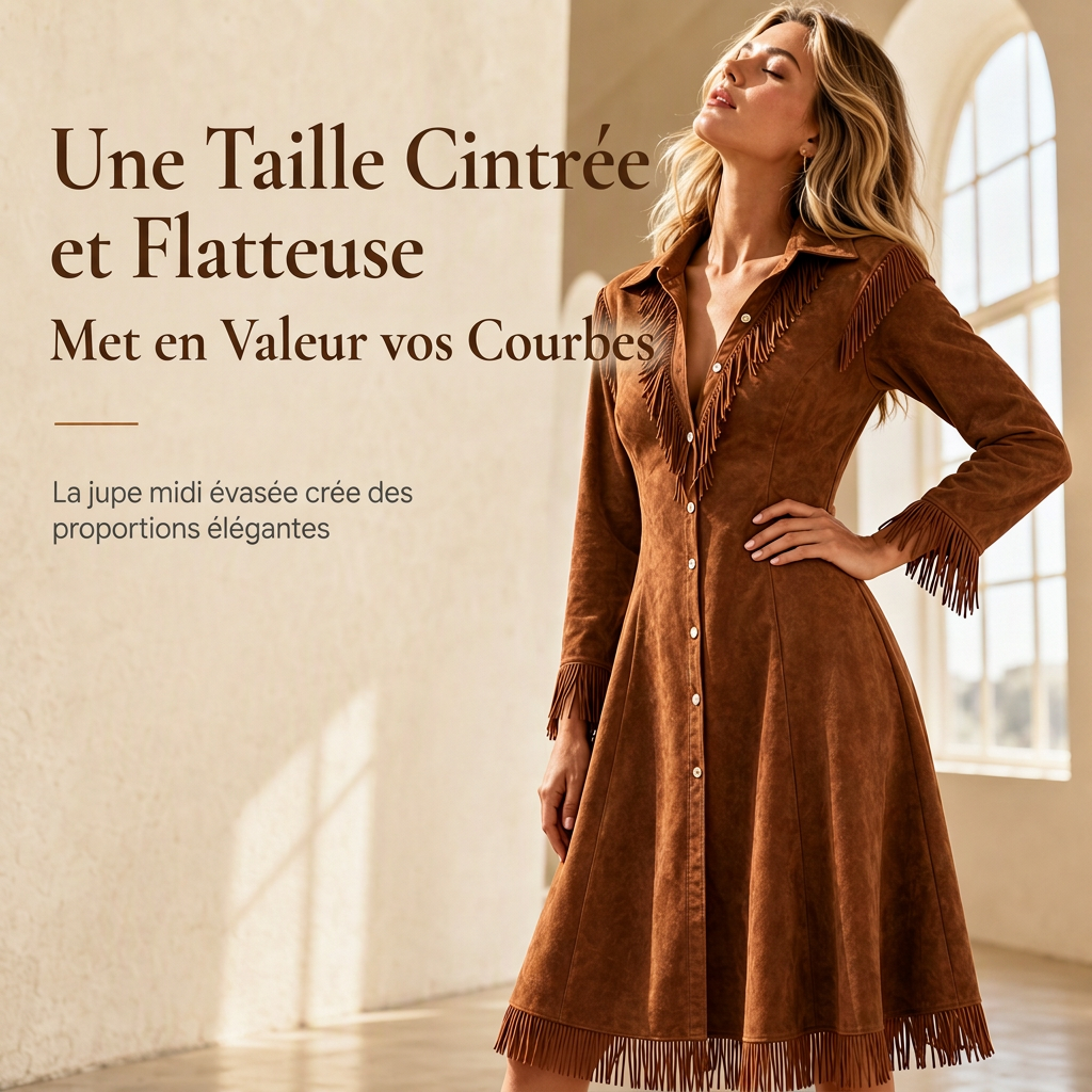 Robe à franges vintage à manches longues pour femmes