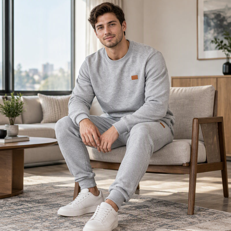 Ensemble de sport décontracté pour hommes en jacquard texturé
