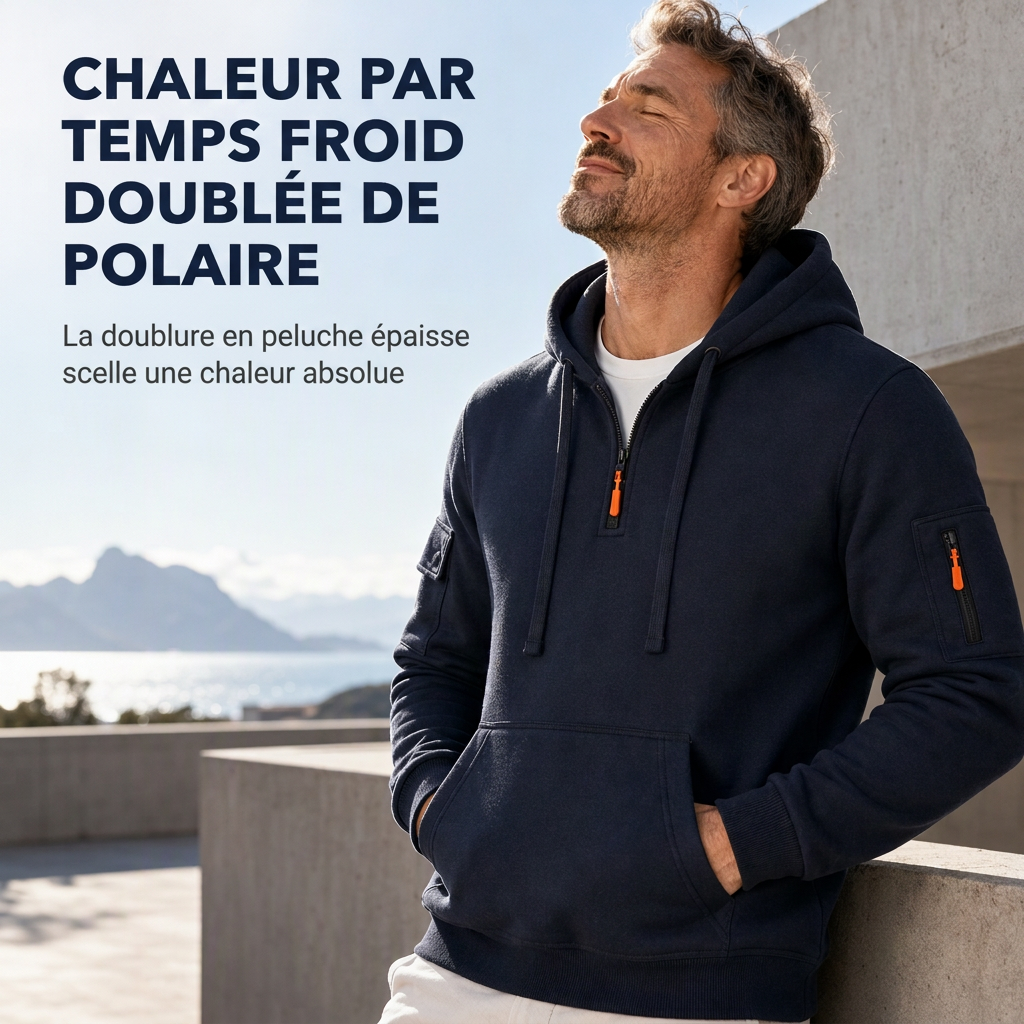Sweat-shirt à capuche doublé molletonné pour homme, coupe ample, vêtement de travail décontracté pour l'automne et l'hiver