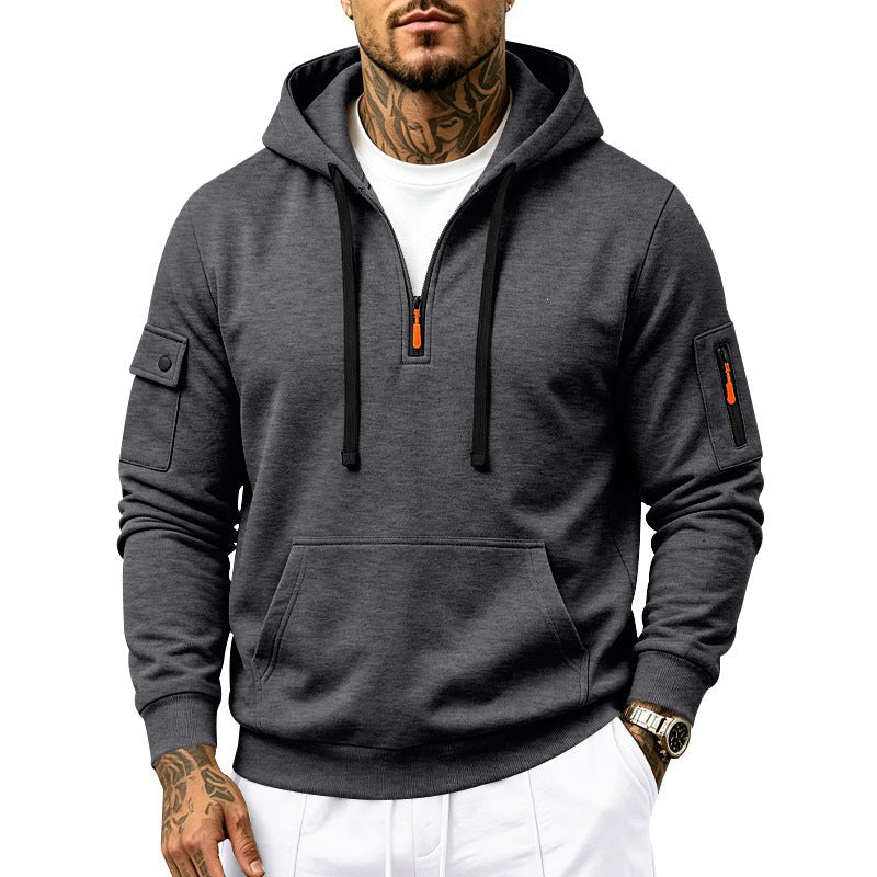 Sweat-shirt à capuche doublé molletonné pour homme, coupe ample, vêtement de travail décontracté pour l'automne et l'hiver