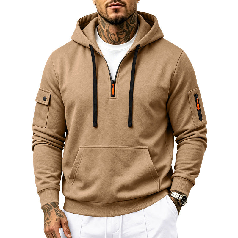 Sweat-shirt à capuche doublé molletonné pour homme, coupe ample, vêtement de travail décontracté pour l'automne et l'hiver