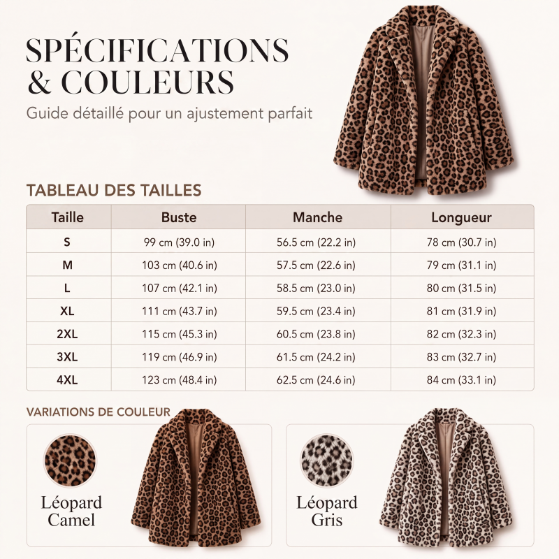 💖Soldes ! Prix cassés💖Manteau pour femme en fausse fourrure à motif léopard tendance