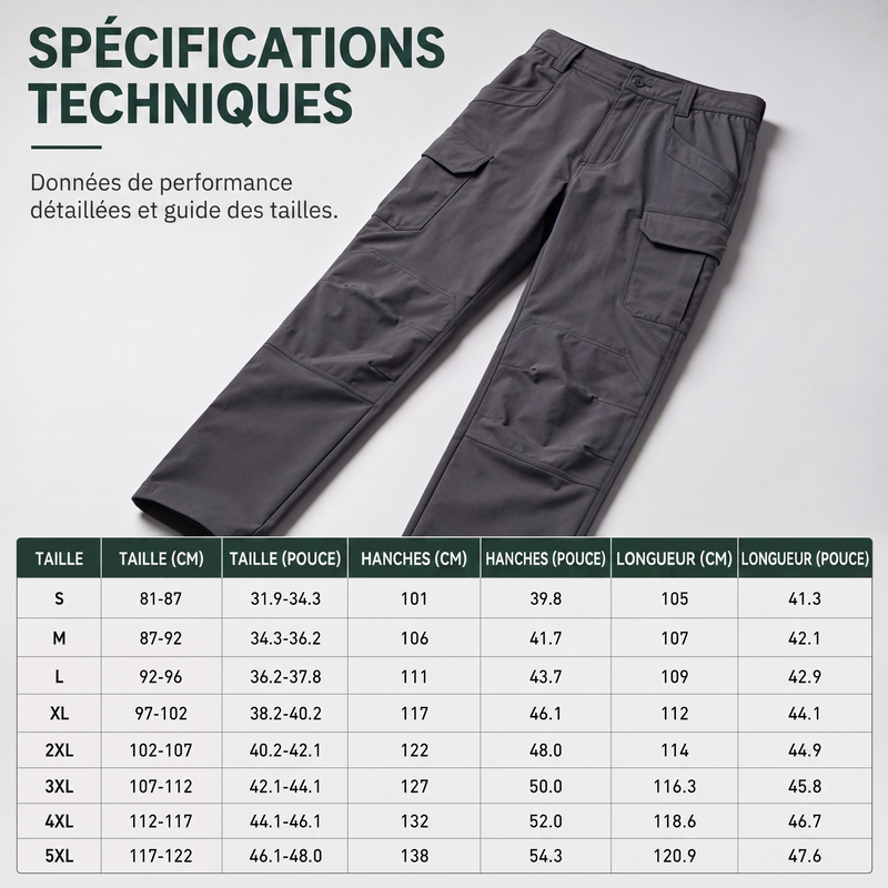 Pantalons cargo extensibles d'extérieur pour hommes