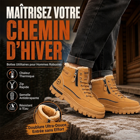 Bottes d'hiver antidérapantes et doublures chaudes pour hommes