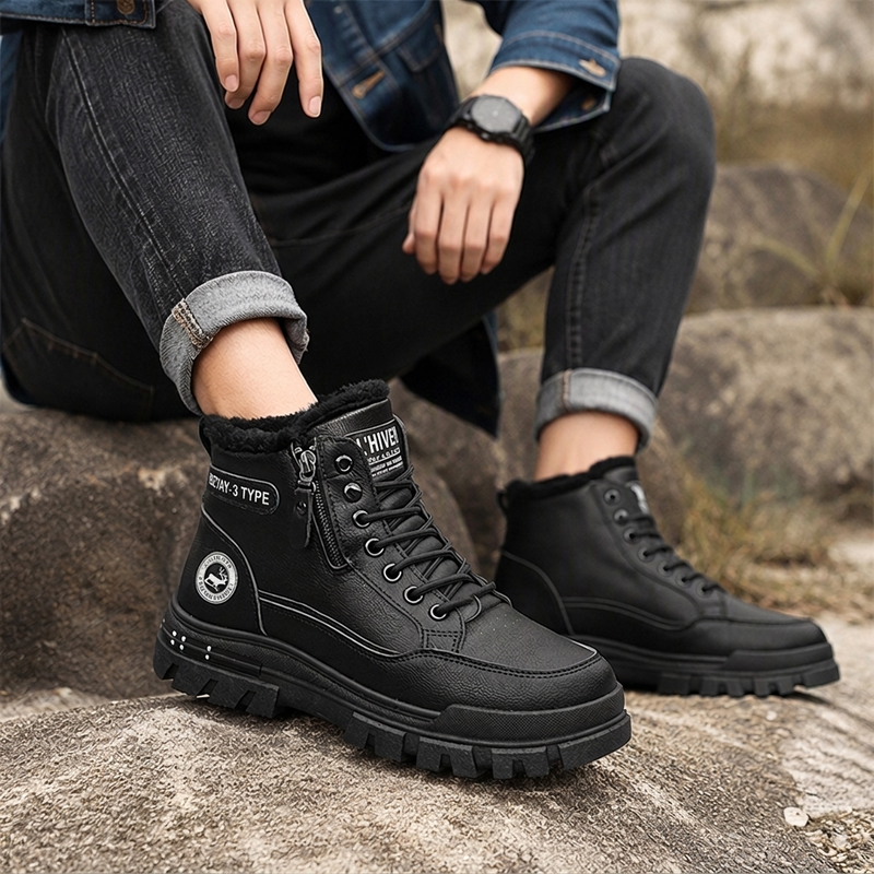 Bottes d'hiver antidérapantes et doublures chaudes pour hommes