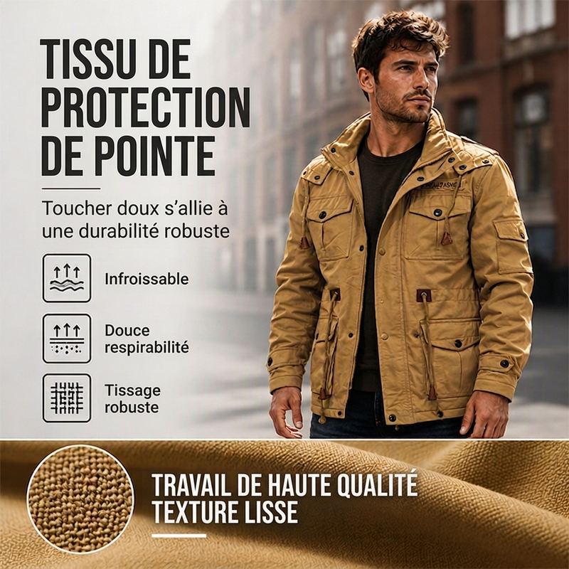 Veste d'hiver thermique pour hommes avec capuche amovible