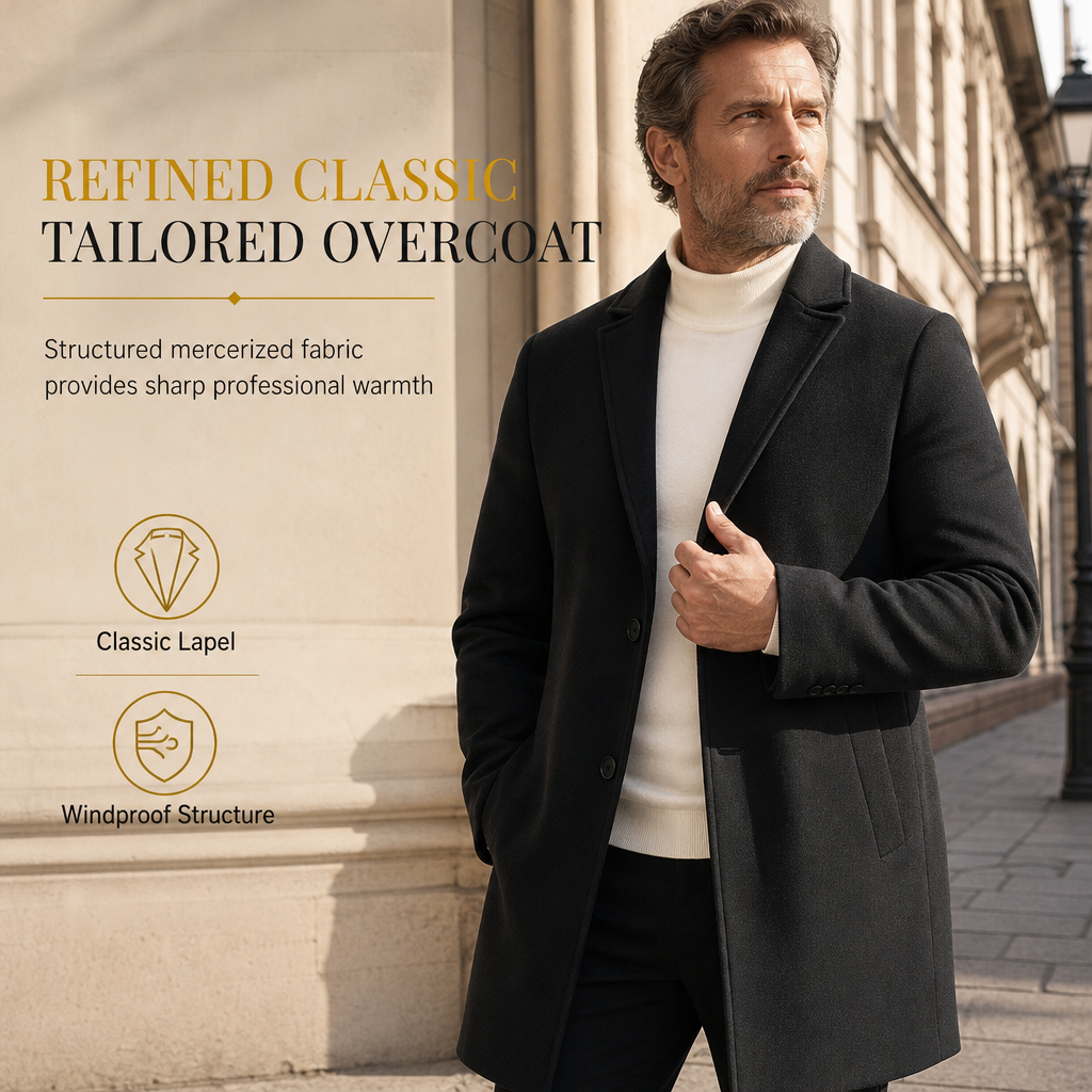 Trench-coat classique pour homme à boutonnage simple, coupe décontractée d'affaires, coupe-vent haut de gamme.
