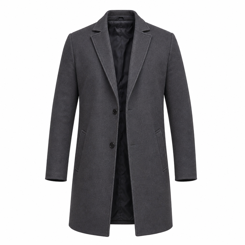Trench-coat classique pour homme à boutonnage simple, coupe décontractée d'affaires, coupe-vent haut de gamme.