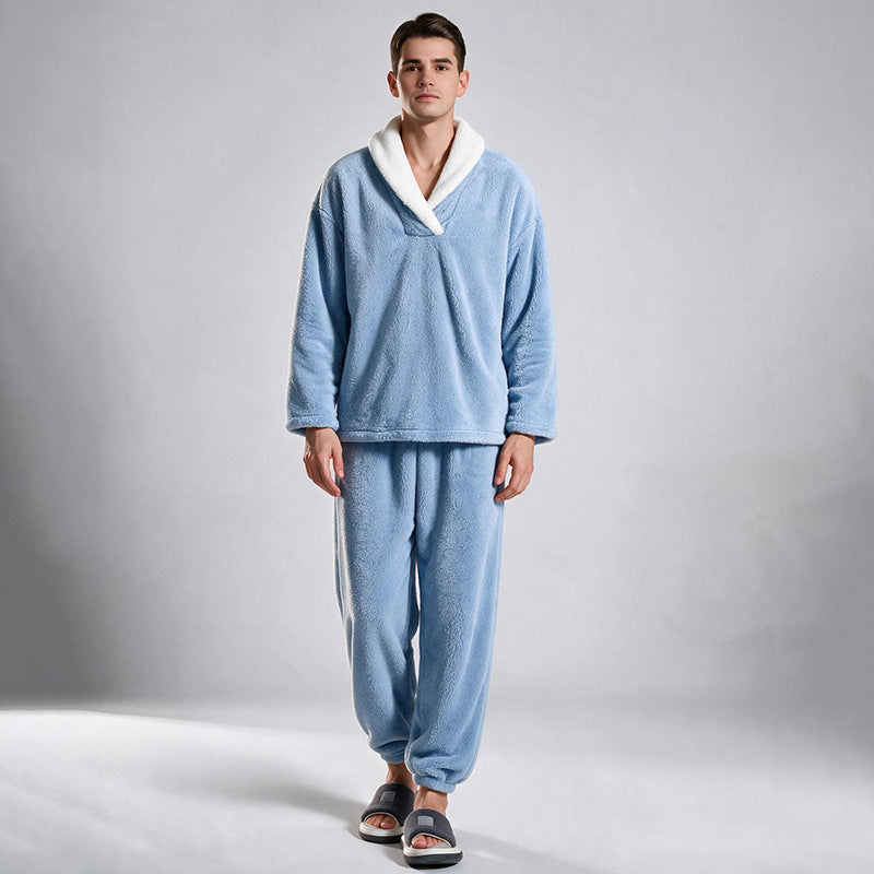 Ensemble Pyjama Homme Confortable et Chaud en Peluche
