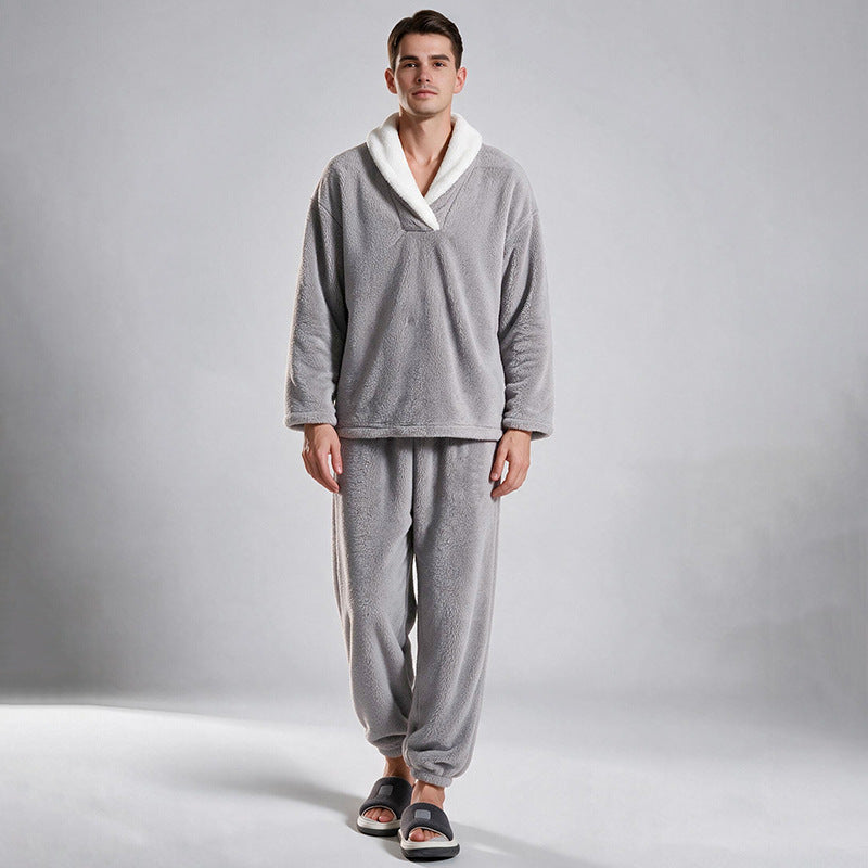 Ensemble Pyjama Homme Confortable et Chaud en Peluche