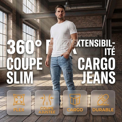 Pantalons cargo en denim ajustés