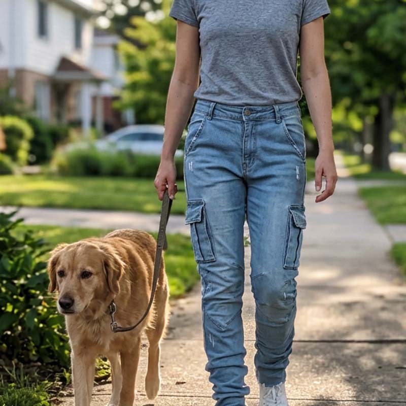 Pantalons cargo en denim ajustés