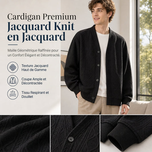 Cardigan en maille jacquard ample pour homme