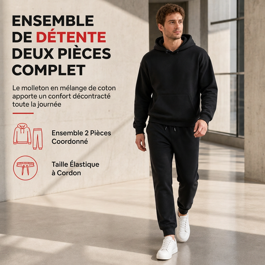Ensemble de survêtement à capuche et pantalon long à imprimé lettres pour hommes, coupe ample