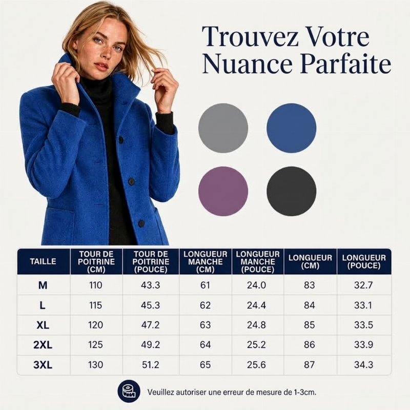 Manteau en laine vintage à col montant pour femme