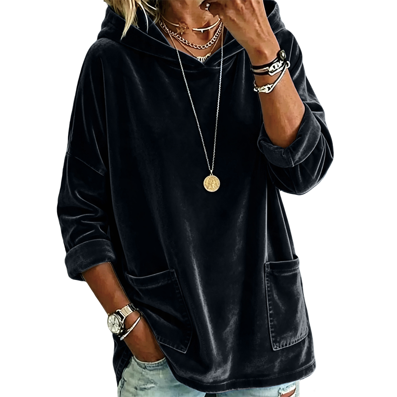 Sweat à capuche en velours pour femme
