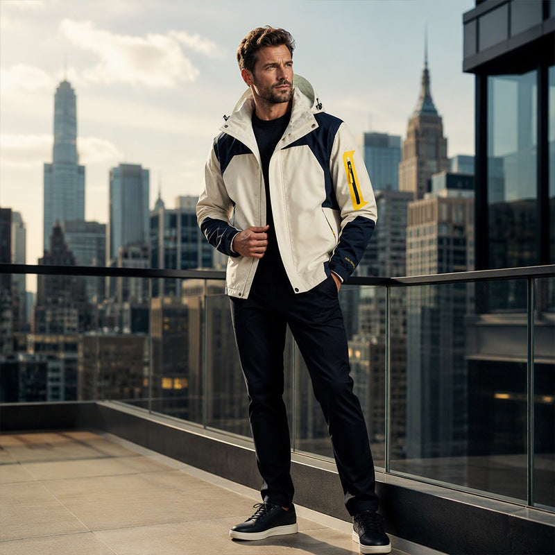 Veste d'extérieur coupe-vent à blocs de couleurs pour homme