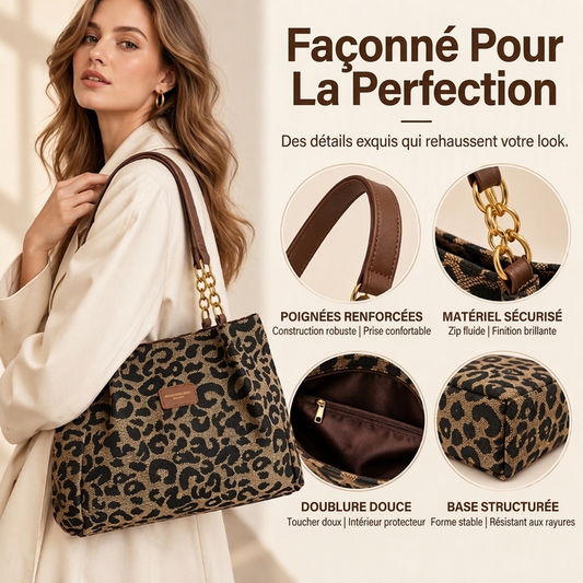 Sac cabas rétro à imprimé léopard pour femmes