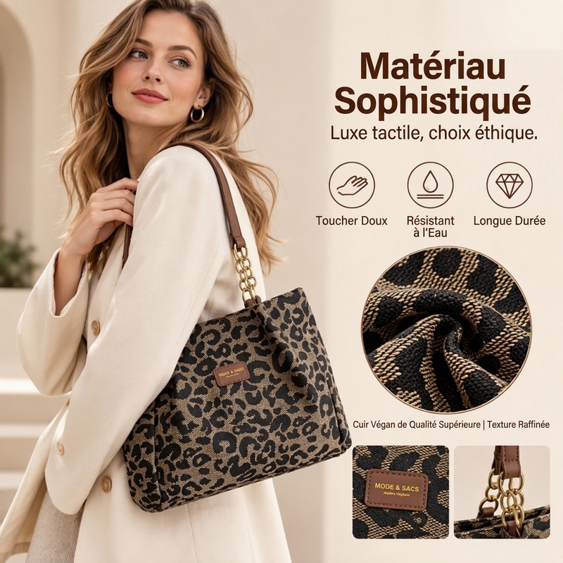 Sac cabas rétro à imprimé léopard pour femmes