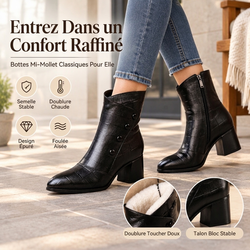 ✨ Bottines femme en cuir PU souple : faciles à porter au quotidien 👢