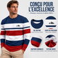 Haut à manches longues et col rond rayé pour homme