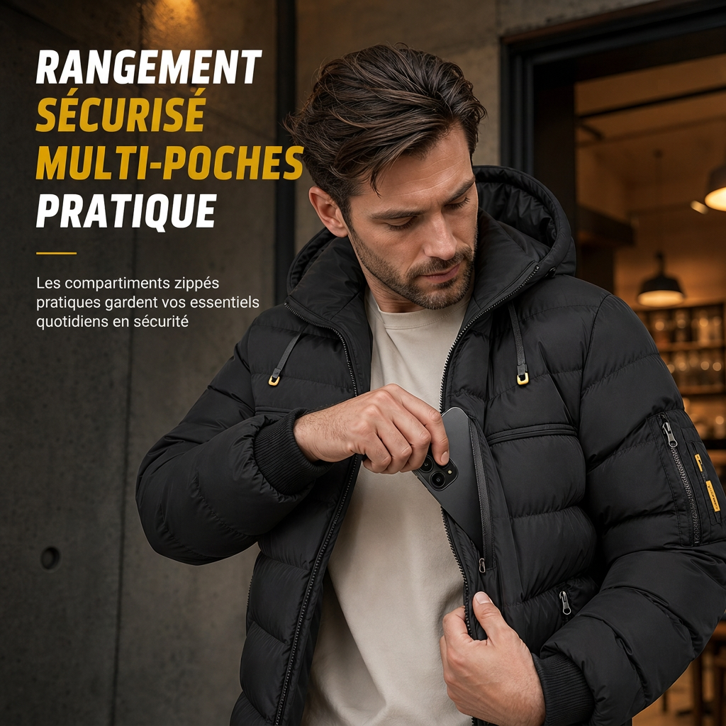 ✨ Envie d’un manteau court matelassé d’hiver pour homme, chaud et facile à porter ? Doublure peluche 🧥