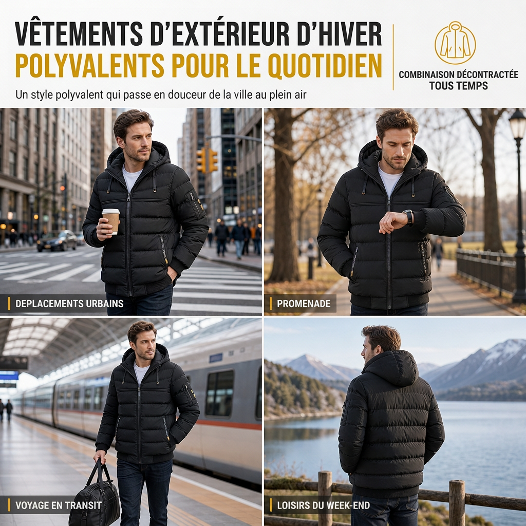 ✨ Envie d’un manteau court matelassé d’hiver pour homme, chaud et facile à porter ? Doublure peluche 🧥