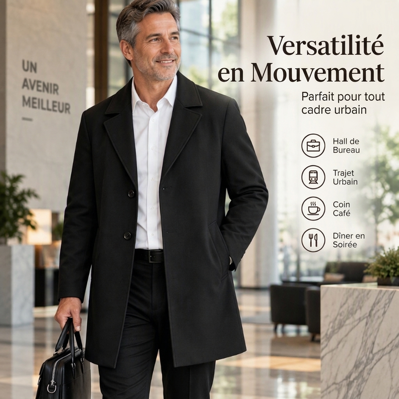 Trench-coat classique homme à simple boutonnage