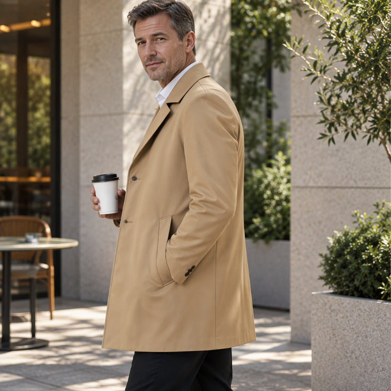 Trench-coat classique homme à simple boutonnage