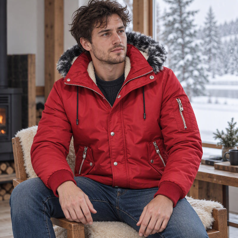 ✨ Veste d’hiver décontractée pour homme, capuche en fausse fourrure : facile à porter au quotidien 🧥