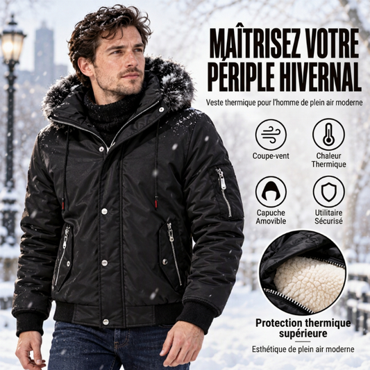✨ Veste d’hiver décontractée pour homme, capuche en fausse fourrure : facile à porter au quotidien 🧥