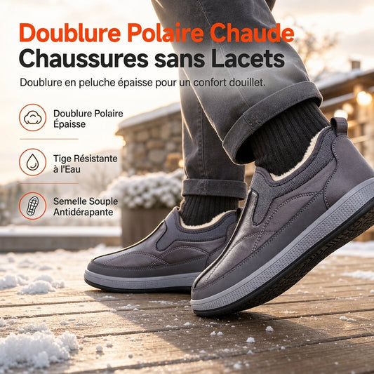 Chaussures hommes d'hiver chaudes et épaisses à enfiler