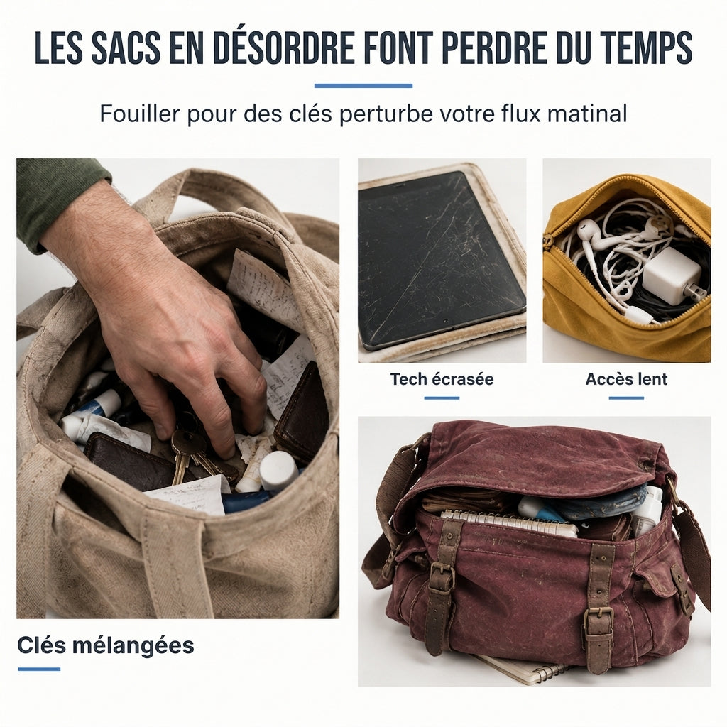 Sac bandoulière grande capacité pour homme, sac à bandoulière décontracté pour affaires à plusieurs poches et durable