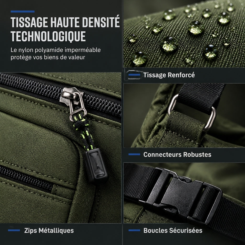 Sac bandoulière grande capacité pour homme, sac à bandoulière décontracté pour affaires à plusieurs poches et durable