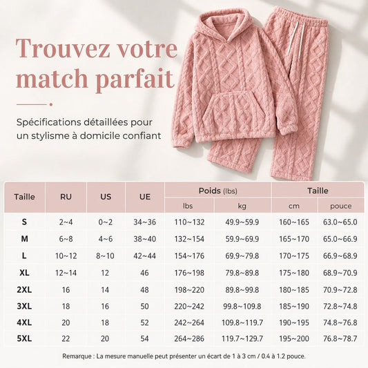 ❄️Ensemble de détente 2 pièces en tissu pelucheux pour femme, sweat à capuche et pantalon