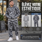 Ensemble à capuche et pantalon camouflage pour homme avec doublure en peluche