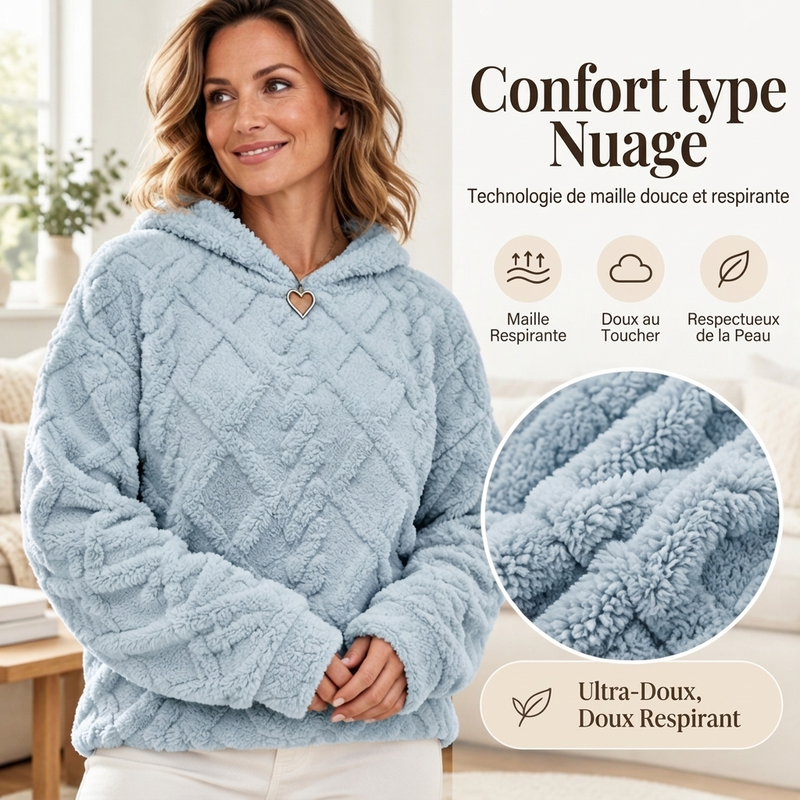 Robe à capuche en peluche jacquard à motifs de losanges pour femmes