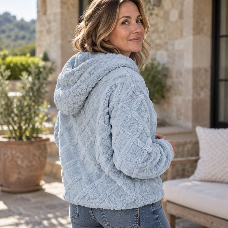 Robe à capuche en peluche jacquard à motifs de losanges pour femmes
