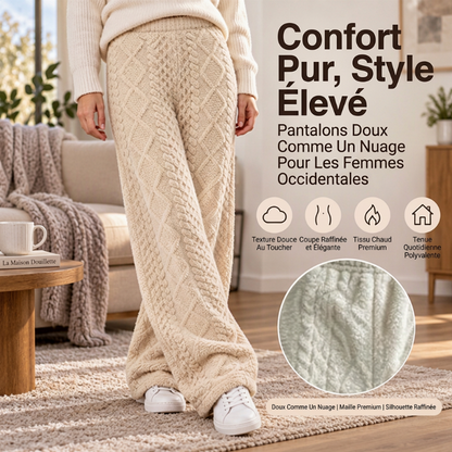 Pantalon de détente large texturé en peluche pour femme
