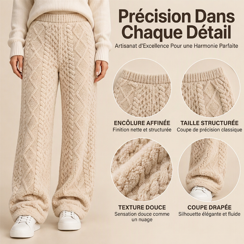Pantalon de détente large texturé en peluche pour femme