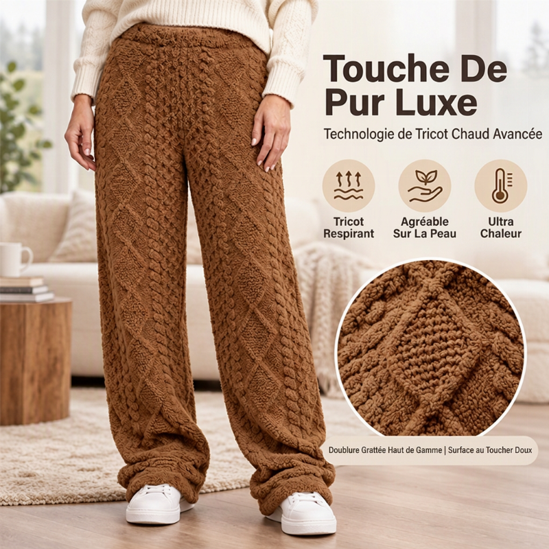 Pantalon de détente large texturé en peluche pour femme
