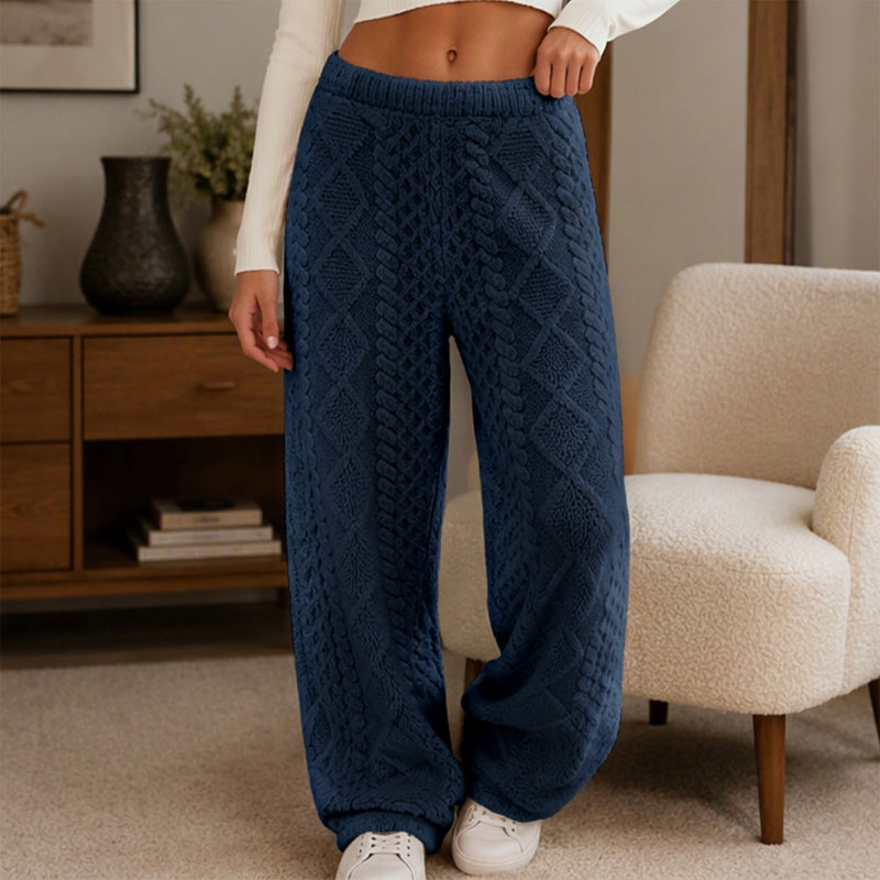Pantalon de détente large texturé en peluche pour femme