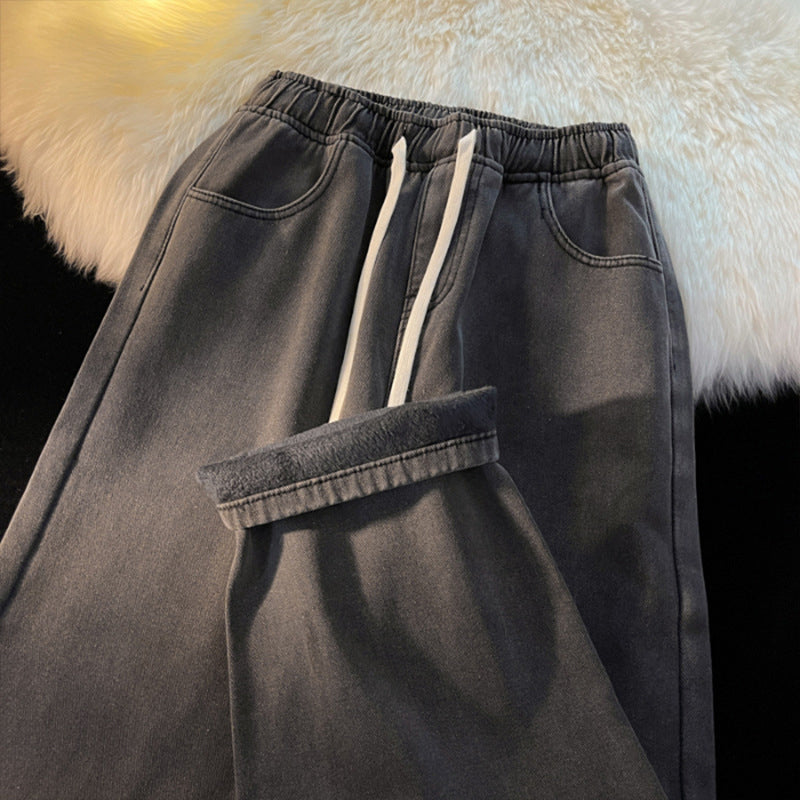 Jean droit doublé chaud pour femme