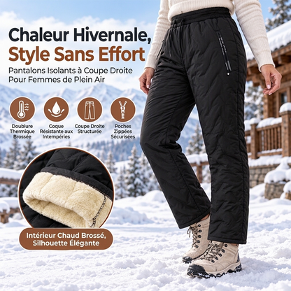 Pantalon d'hiver épais pour femme, doublé de peluche