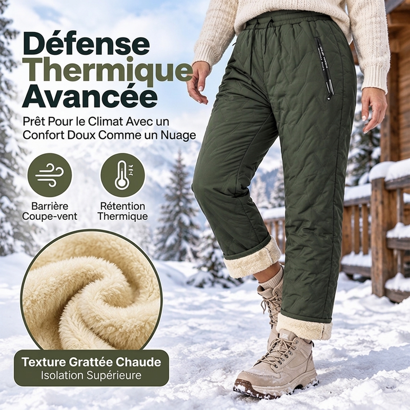 Pantalon d'hiver épais pour femme, doublé de peluche